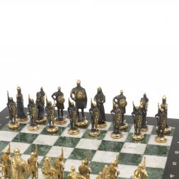 Шахматы бронзовые "Русские" 40х40 см мрамор шабровский змеевик