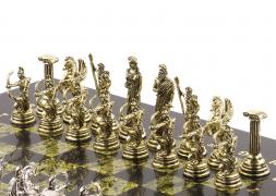 Шахматы подарочные "Римские лучники" 28х28 см из змеевика