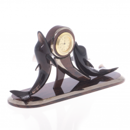 Часы "Пара дельфинов" камень обсидиан