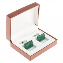 Запонки камень малахит прямоугольные
