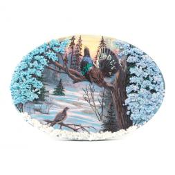 Панно из камня на подставке "Глухари"