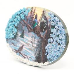 Панно из камня на подставке "Глухари"