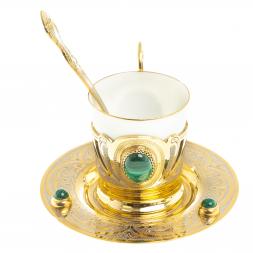 Кофейная пара "Малахит" 80 мл Златоуст