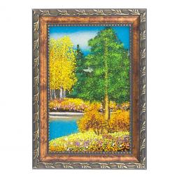 Картина "Осенний пейзаж" рамка багет 10х15 см, каменная крошка