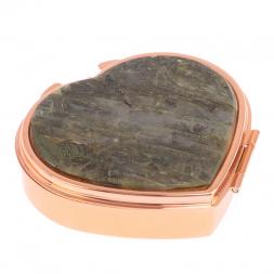 Таблетница "Сердце" на 3 отделения камень лабрадор цвет красное золото