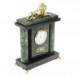 Настольные часы "Лев" из шабровского змеевика