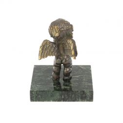 Статуэтка "Ангел с сердцем" бронза змеевик
