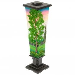 Ваза "Лето" черный змеевик каменная крошка 12х12х34 см