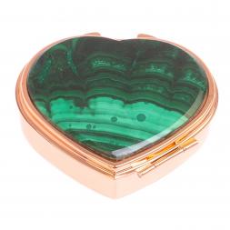 Таблетница &amp;quot;Сердце&amp;quot; на 3 отделения малахит цвет красное золото