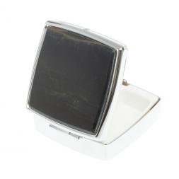 Таблетница на 2 отделения камень соколиный глаз цвет серебро