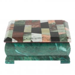 Шкатулка "Мозайка" из змеевика 18х12х8 см