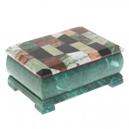 Шкатулка "Мозайка" из змеевика 18х12х8 см