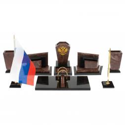 Письменный набор "Бюрократ с гербом РФ" из лемезита