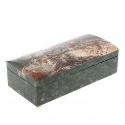Шкатулка из яшмы и змеевика 18,5х9х6,5 см