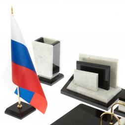 Письменный набор "Бюрократ" из мрамора с часами