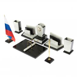 Письменный набор "Бюрократ" из мрамора с часами