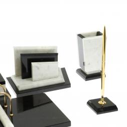 Письменный набор "Бюрократ" из мрамора с часами