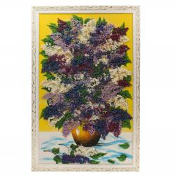 Картина "Натюрморт сирень" каменная крошка багет 57х87 см
