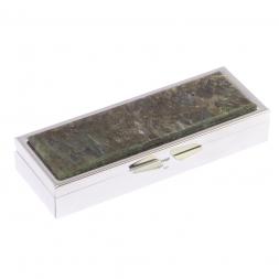 Таблетница на 3 отделения камень лабрадор цвет серебро