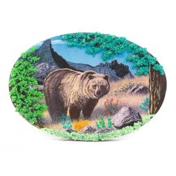 Картина из камня на подставке "Медведь в горах"