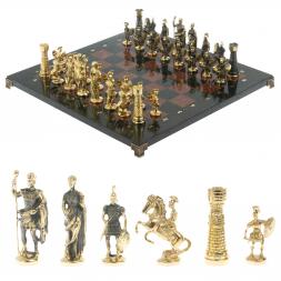Шахматы подарочные "Римские" с бронзовыми фигурами 40х40 см