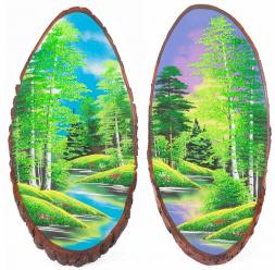 Панно на срезе дерева "Лето" вертикальное 65-70 см каменная крошка