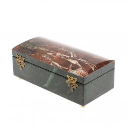 Шкатулка из яшмы и змеевика 18,5х9х7,5 см