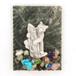 Магнит "Медведь на бревне" змеевик мрамолит