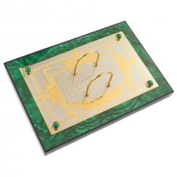 Настольный набор &amp;quot;Орел&amp;quot; из малахита