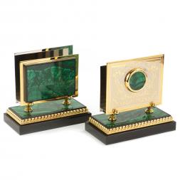 Настольный набор &amp;quot;Орел&amp;quot; из малахита