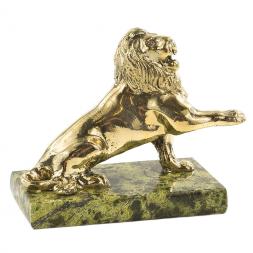 Бронзовая статуэтка "Лев" камень змеевик