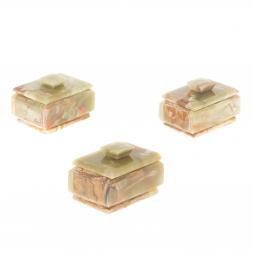 Шкатулка из оникса зелено-коричневая 10,5х7х6,5 см (3х4)