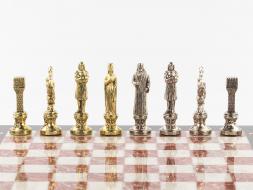 Шахматы "Ренессанс" доска 36х36 см мрамор лемезит фигуры цвет золото / серебро