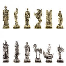 Шахматы "Троянская война" 28х28 см змеевик мрамор