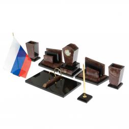 Письменный набор "Бюрократ" из лемезита с часами