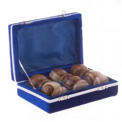 Набор рюмок для ликера 30 мл камень оникс 6 шт 5х4,9 см в футляре (2х2)