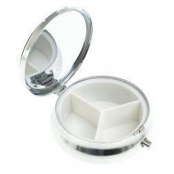 Таблетница на 3 отсека камень родонит цвет серебро