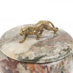 Шкатулка круглая &amp;quot;Гепард&amp;quot; из креноида 15х15х12 см