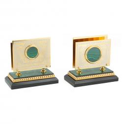 Настольный набор "Конь с попоной" малахит долерит