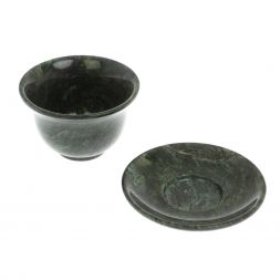 Чайная пара из змеевика с блюдцем