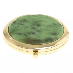 Зеркало круглое из камня нефрит цвет золото