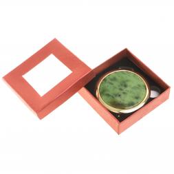 Зеркало круглое из камня нефрит цвет золото