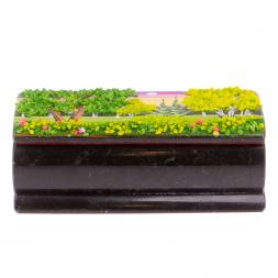 Шкатулка с рисунком "Лето" черный змеевик 14х7х5 см