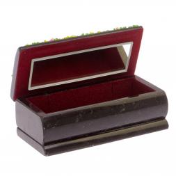 Шкатулка с рисунком "Лето" черный змеевик 14х7х5 см