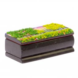 Шкатулка с рисунком "Лето" черный змеевик 14х7х5 см