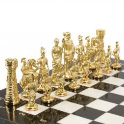 Настольные шахматы "Римские" бронза мрамор 40х40 см