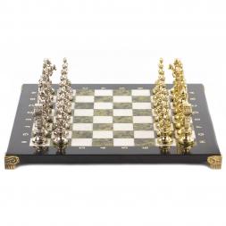 Шахматы "Ренессанс" доска 36х36 см мрамор змеевик фигуры цвет золото / серебро