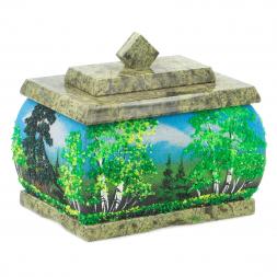 Шкатулка змеевик рисунок Лето 10х7,5х9 см