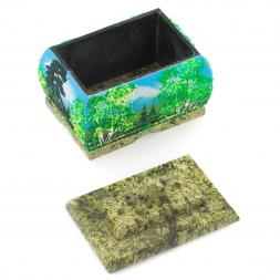 Шкатулка змеевик рисунок Лето 10х7,5х9 см