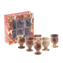 Набор рюмок на ножке "Тюльпан" 50 мл камень оникс 6 шт 5,2х7 см в коробке (2х3)